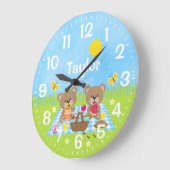 Teddybeer Picknick Blauw Grote Klok (Hoek)