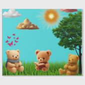 Teddybeer Picknick Cadeaupapier (Vlak)