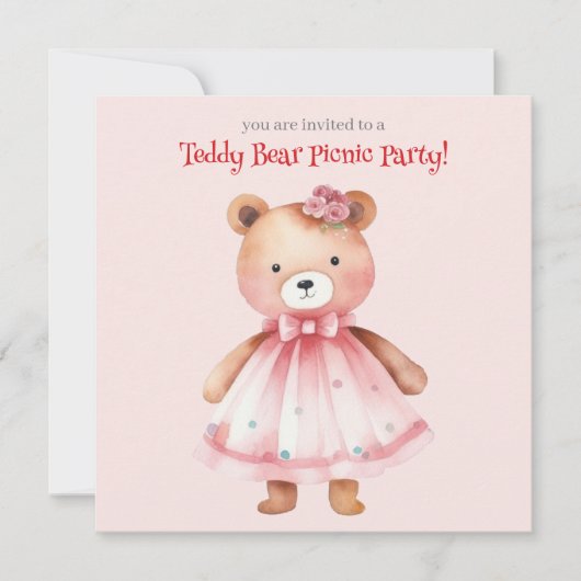 Teddybeer Picknick Feestje  Kaart (Voorkant)