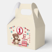 Teddybeer picknick gelukkige 1e verjaardag bedankdoosjes (Voorkant)