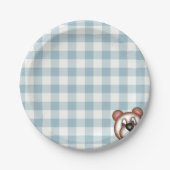 Teddybeer picknick gingham papieren bordje (Voorkant)