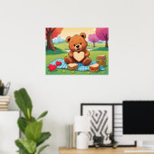Teddybeer Picknick Hart Sandwich Muur Kunst Poster (Thuiskantoor)