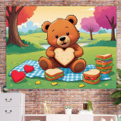 Teddybeer Picknick Hart Sandwich Muur Kunst Poster
