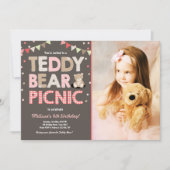 Teddybeer picknick meisje verjaardag uitnodiging r (Voorkant)