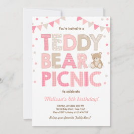 Teddybeer picknick meisje verjaardag uitnodiging r