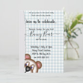 Teddybeer picknick verjaardag kaart (Staand voorkant)