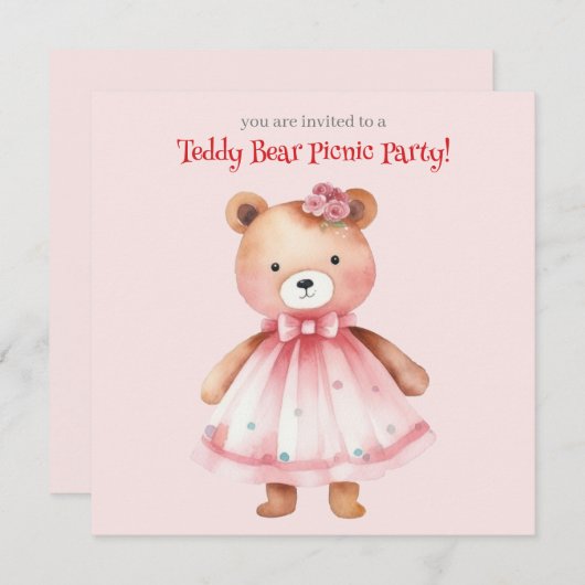 Teddybeer Picknickfeestje  Kaart (Voorkant / Achterkant)