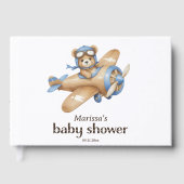 Teddybeer Piloot Baby Jongens Shower Gastenboek (Voorkant)