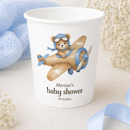 Teddybeer Piloot Baby Jongens Shower Papieren beke Bekers