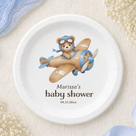 Teddybeer Piloot Baby Jongens Shower Papieren Bord