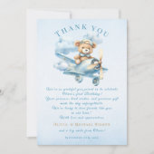 Teddybeer Piloot Eerste Verjaardag Bedankkaart (Voorkant)