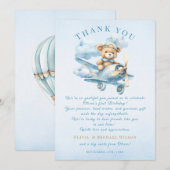 Teddybeer Piloot Eerste Verjaardag Bedankkaart (Voorkant / Achterkant)