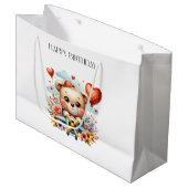 Teddybeer Piloot Verjaardag Groot Cadeauzakje (Voorkant Gekanteld)