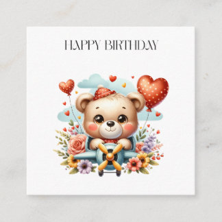 Teddybeer Piloot Verjaardag Informatiekaartje