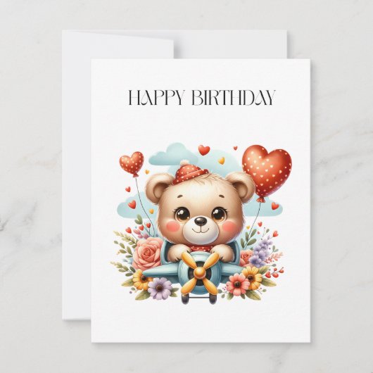 Teddybeer Piloot Verjaardag Kaart (Voorkant)