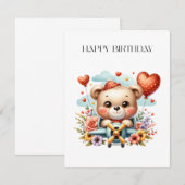 Teddybeer Piloot Verjaardag Kaart (Voorkant / Achterkant)