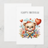 Teddybeer Piloot Verjaardag Kaart (Voorkant / Achterkant)