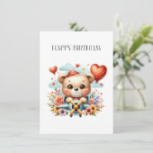 Teddybeer Piloot Verjaardag Kaart (Staand voorkant)