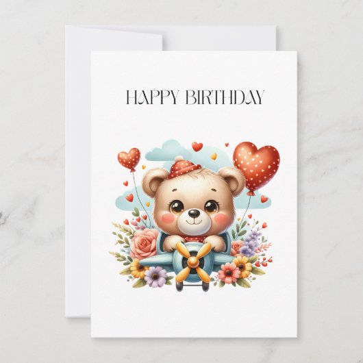 Teddybeer Piloot Verjaardag Kaart (Voorkant)