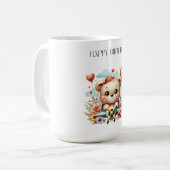 Teddybeer Piloot Verjaardag Koffiemok (Voorkant links)
