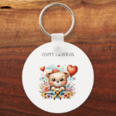 Teddybeer Piloot Verjaardag Sleutelhanger (Voorkant)