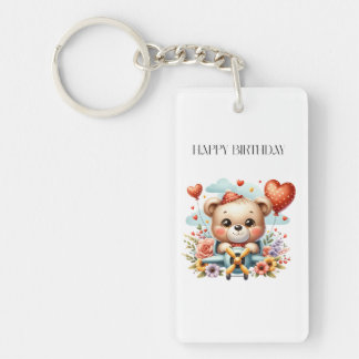 Teddybeer Piloot Verjaardag Sleutelhanger