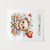Teddybeer Piloot Verjaardag Wandkleed (Voorkant (horizontaal))