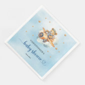 Teddybeer pilotenjongen baby shower servet (Hoek)