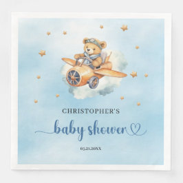 Teddybeer pilotenjongen baby shower servet