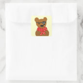 Teddybeer Piraat Vierkante Sticker (Tas)