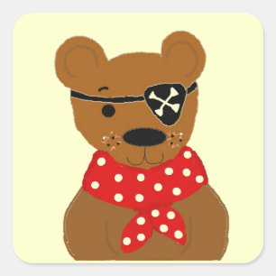 Teddybeer Piraat Vierkante Sticker