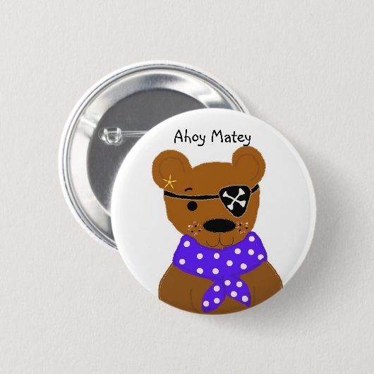 Teddybeer Pirate Ronde Button 5,7 Cm (Voorkant /achterkant)