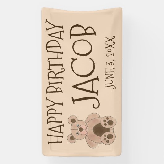 Teddybeer pluche gevulde dier verjaardagsfeestje spandoek (Verticaal)