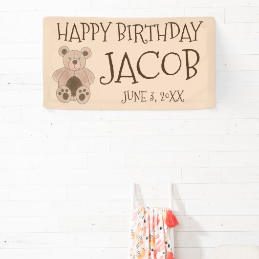 Teddybeer pluche gevulde dier verjaardagsfeestje spandoek (Insitu)