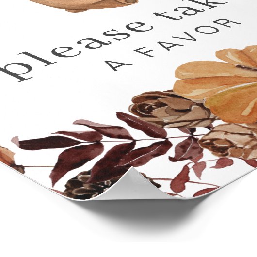 Teddybeer pompoen - 1e verjaardag - gunst teken poster (Hoek)