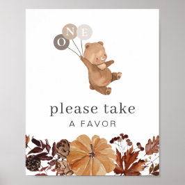 Teddybeer pompoen - 1e verjaardag - gunst teken poster