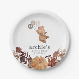 Teddybeer pompoen - 1e verjaardag papieren bordje