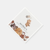 Teddybeer pompoen - 1e verjaardag servet (Hoek)