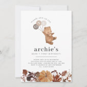 Teddybeer pompoen - 1e verjaardag uitnodiging (Voorkant)