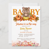 Teddybeer pompoenen herfst baby shower schattige t kaart (Voorkant)