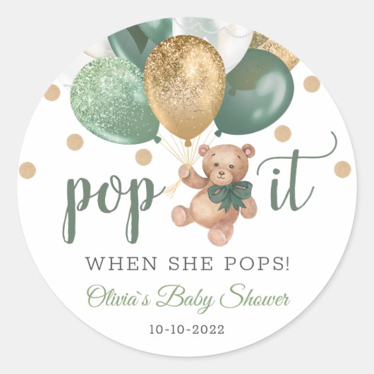 Teddybeer Pop it cadeau voor babyshower Ronde Sticker (Voorkant)