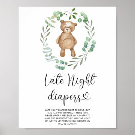 Teddybeer Poster voor luierspel midden in de nacht