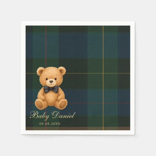 Teddybeer Preppy Baby Shower Servet (Voorkant)