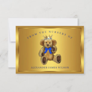 Teddybeer Prins Baby Shower Bedankkaartjes Bedankkaart