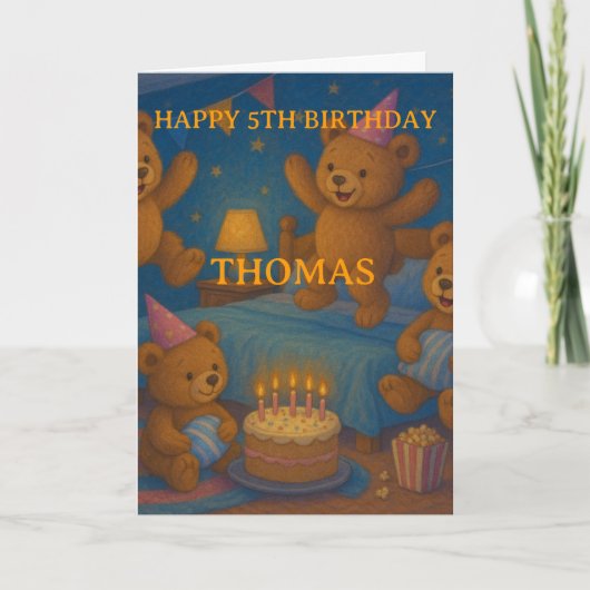 Teddybeer Pyjamaparty Aangepaste Verjaardagskaart Kaart (Voorkant)