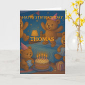 Teddybeer Pyjamaparty Aangepaste Verjaardagskaart Kaart (Gele Bloem)