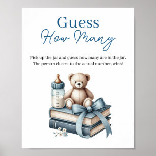 Teddybeer raad eens hoeveel Baby shower spelbord Poster