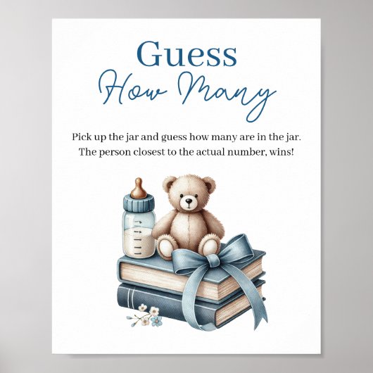 Teddybeer raad eens hoeveel Baby shower spelbord Poster (Voorkant)