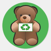 Teddybeer Recyclen symboolontwerp Ronde Sticker (Voorkant)