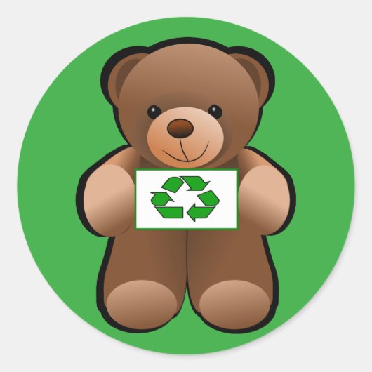 Teddybeer Recyclen symboolontwerp Ronde Sticker (Voorkant)